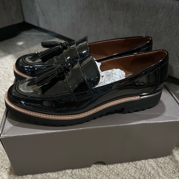 AUTHENTIC Franco Sarto Black Patent Leather Carolynn
Lug Sole Loafers - Picture 2 of 4